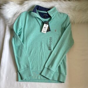 Polo Ralph Lauren Boys Green Quarter Zip Shirt Brand NWT. Size Medium (10-12)